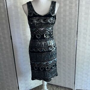 Gorgeous Vintage Laurence Kazar handmade beaded silk dress Size Medium